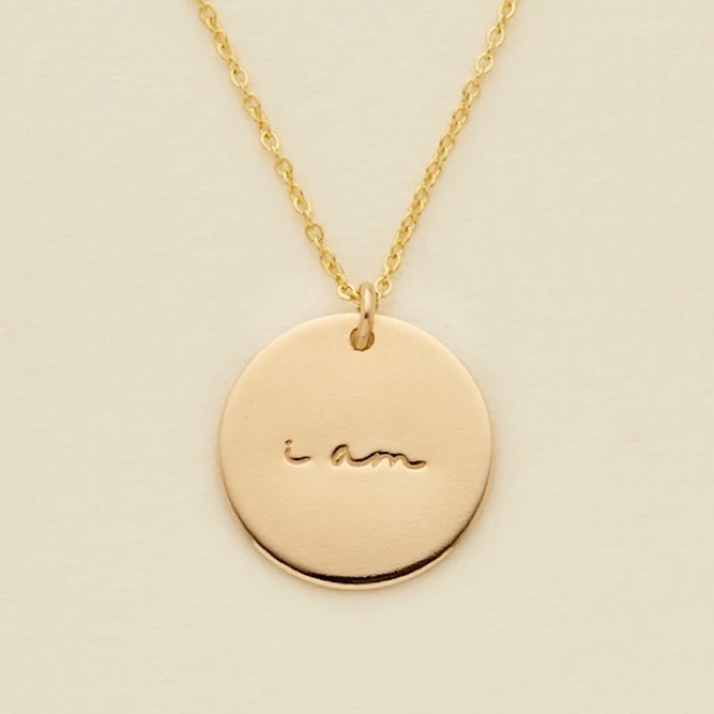"I Am” Minimalist Mantra Dainty Gold/Silver Self-Love Gift Charm Pendant…